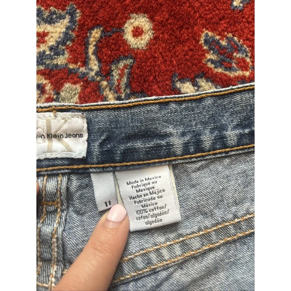 Vintage CK JEANS CALVIN KLEIN Stone washed Denim Shorts HIGH-RISE Baggy 11